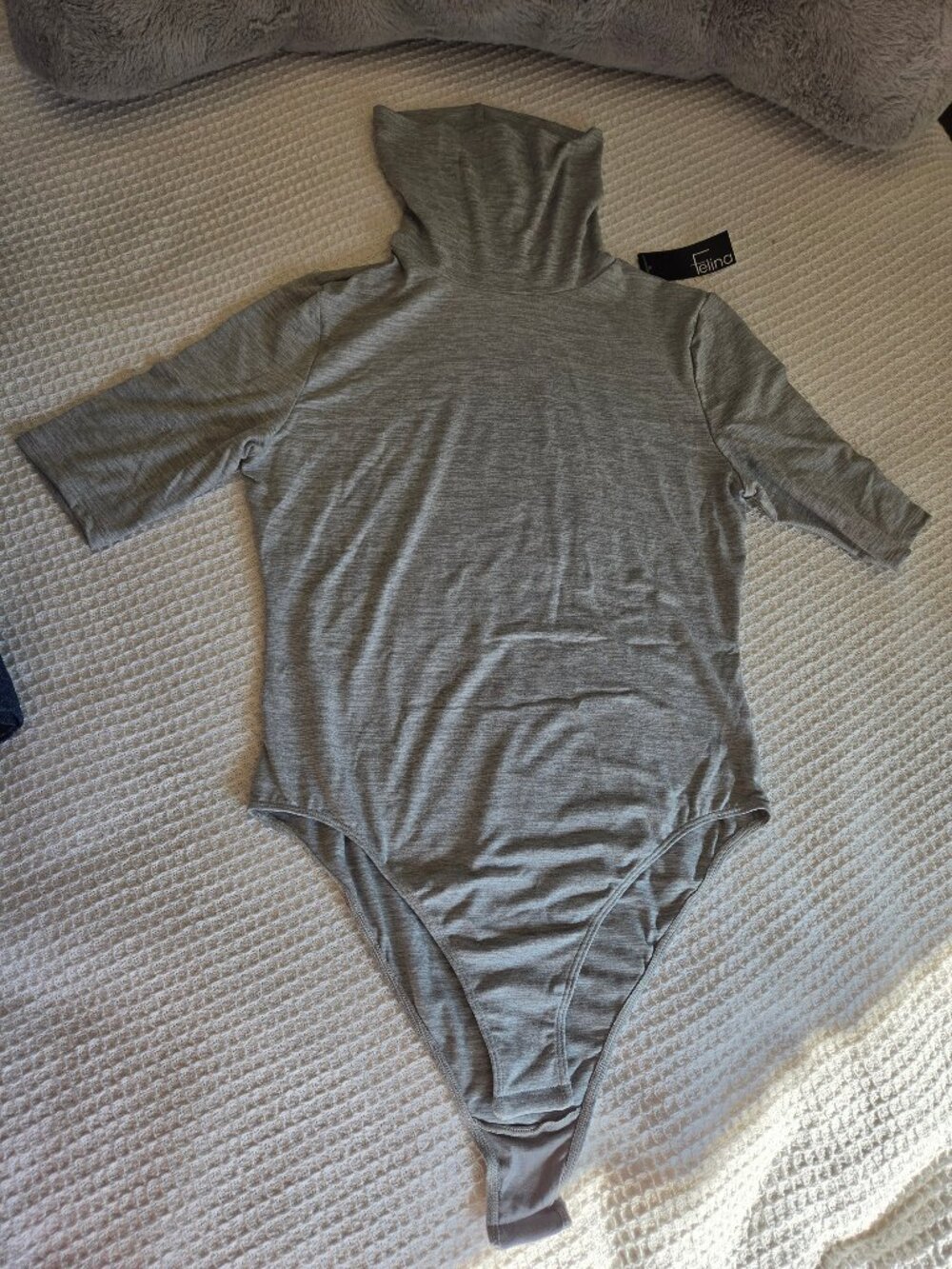 NWT Felina Gray bodysuit soft light-weight turtleneck stretchy